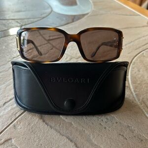 Bulgari Tortoise Shell Sunglasses with Black Case
